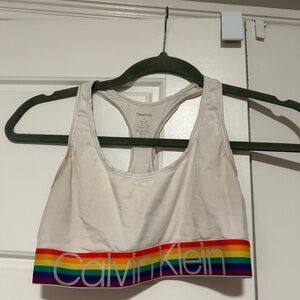 Calvin Klein Cream Bra with Rainbow Band